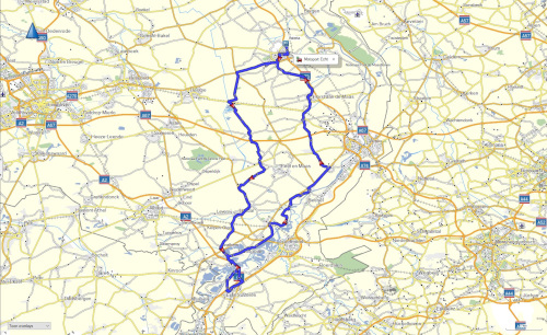 Route van Venray naar Echt en terug naar Venray